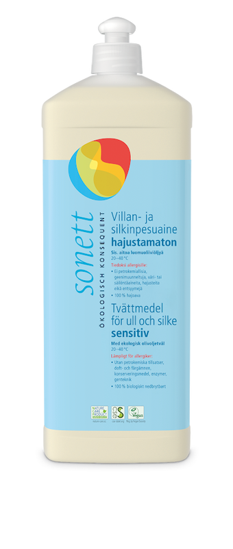 Villan- ja silkinpesuaine hajusteeton 1litra